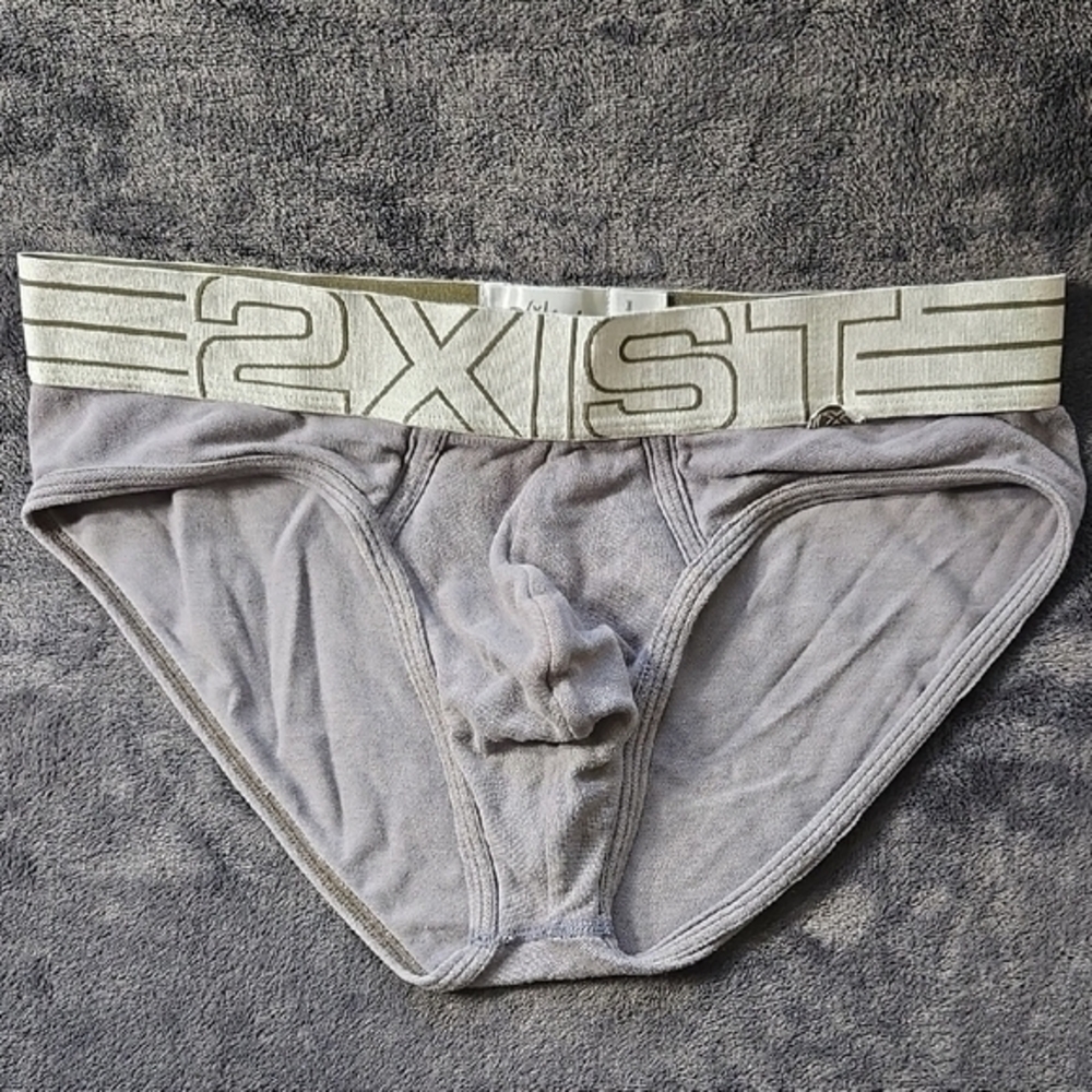 Vintage 2xist Gray Briefs with Contoured Pouch and Bold Waistband